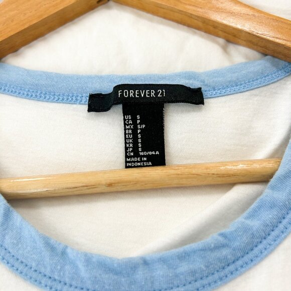 Forever 21 Blue White California Graphic Crop Tank Top Retro Y2K Style EUC S - Picture 3 of 5